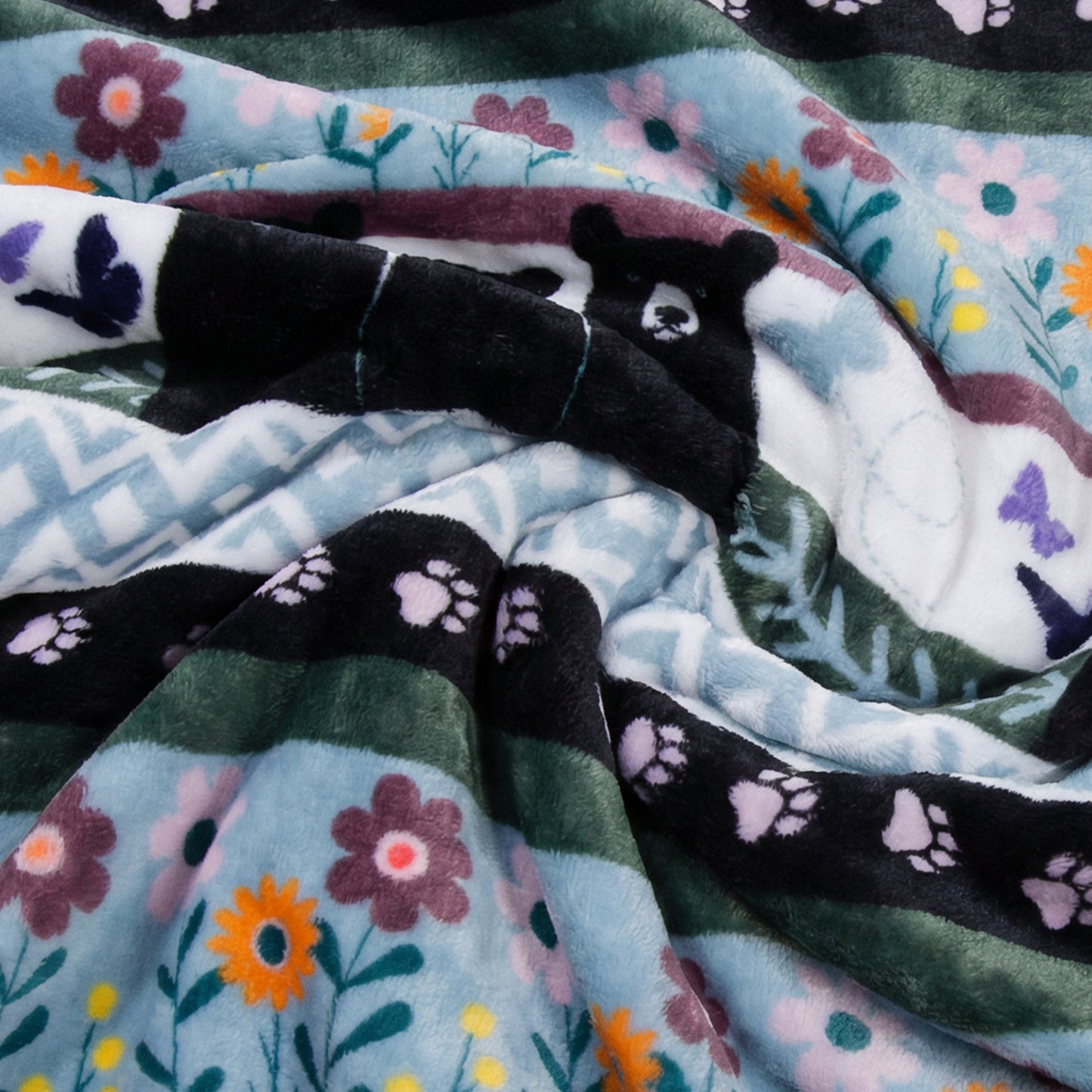Bear Garden Plush Sherpa Throw