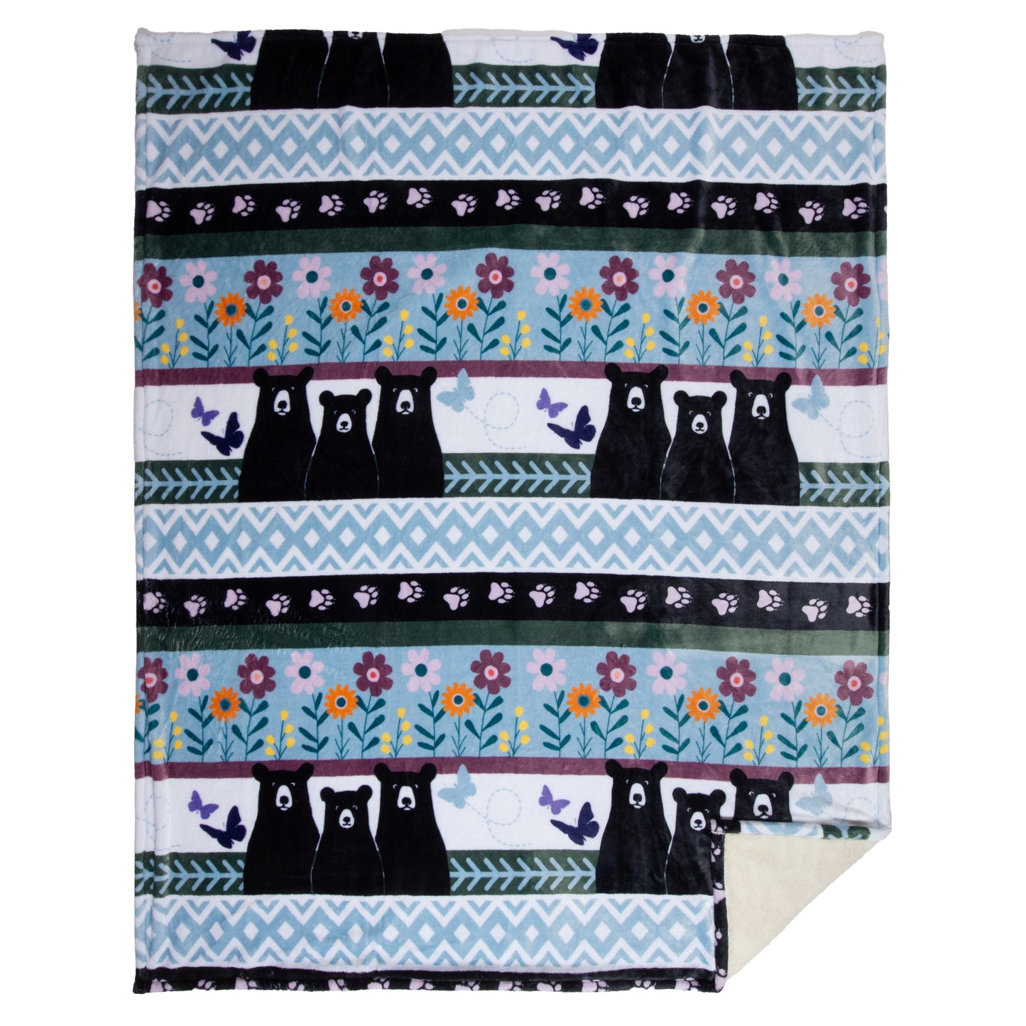 Bear Garden Plush Sherpa Throw
