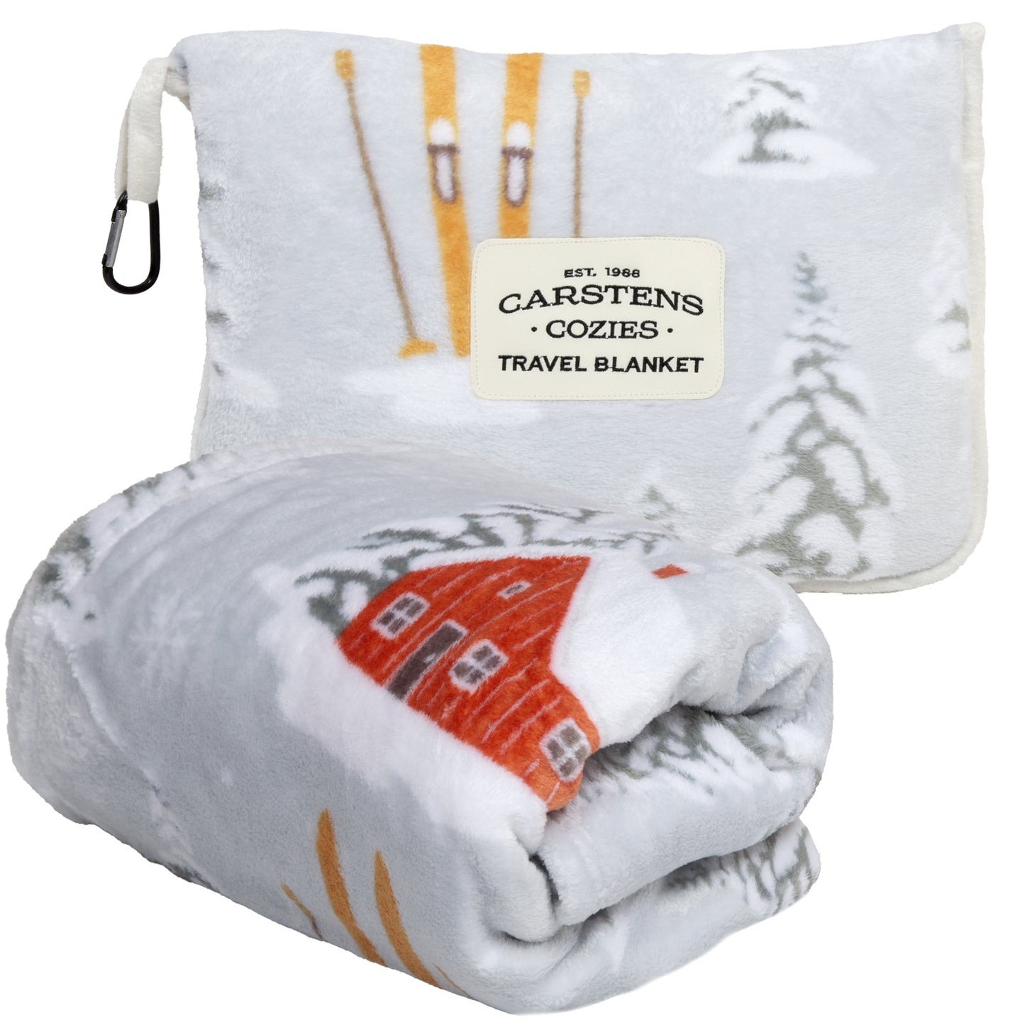 Snowy Cabin Travel Blanket