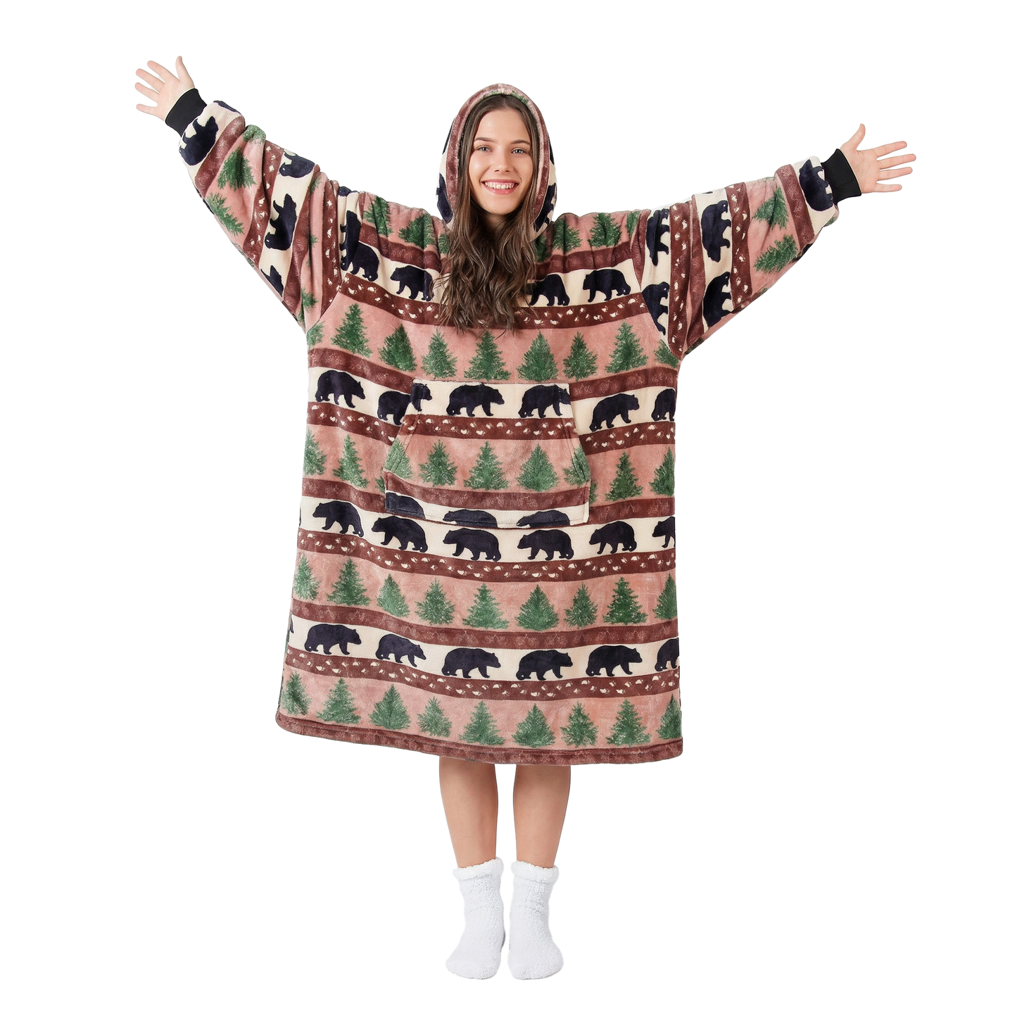 Prints and Pinecones Hooded Blanket