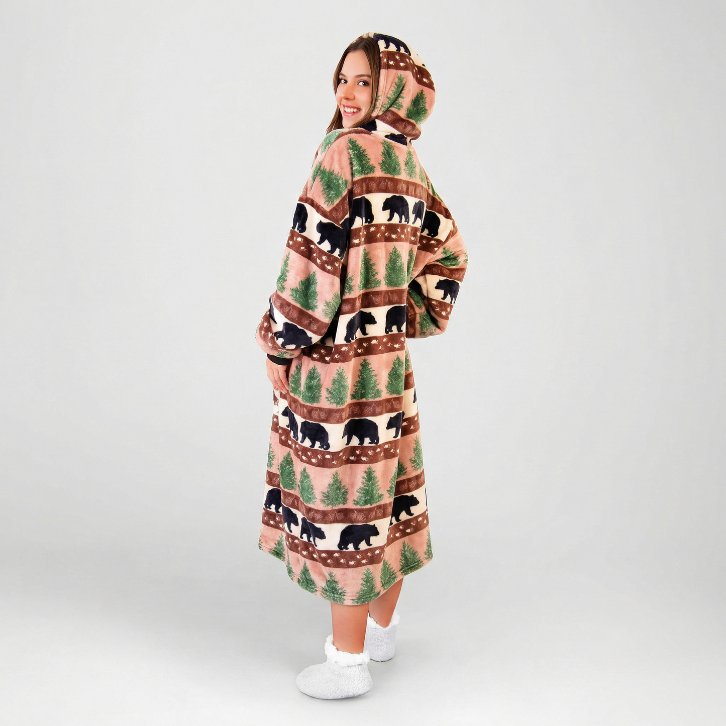 Prints and Pinecones Hooded Blanket