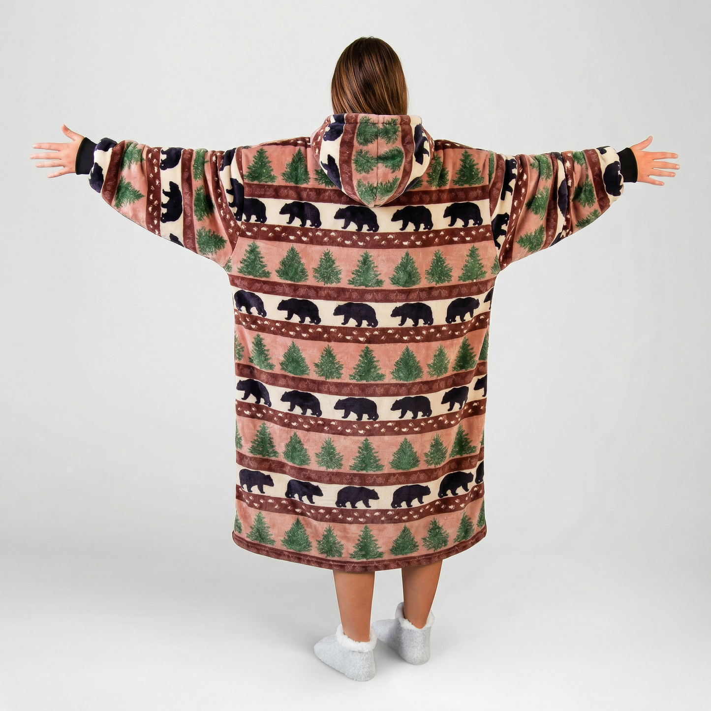 Prints and Pinecones Hooded Blanket