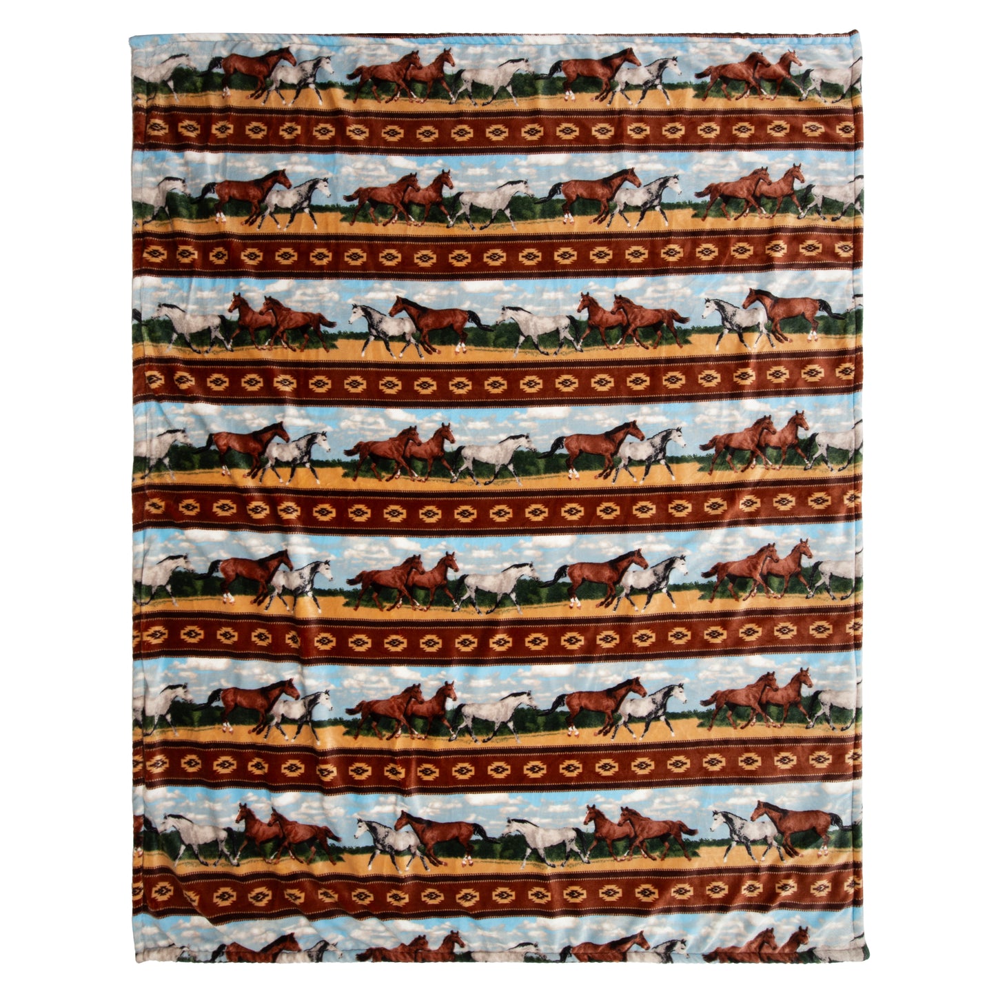 Horses Plush Sherpa Throw