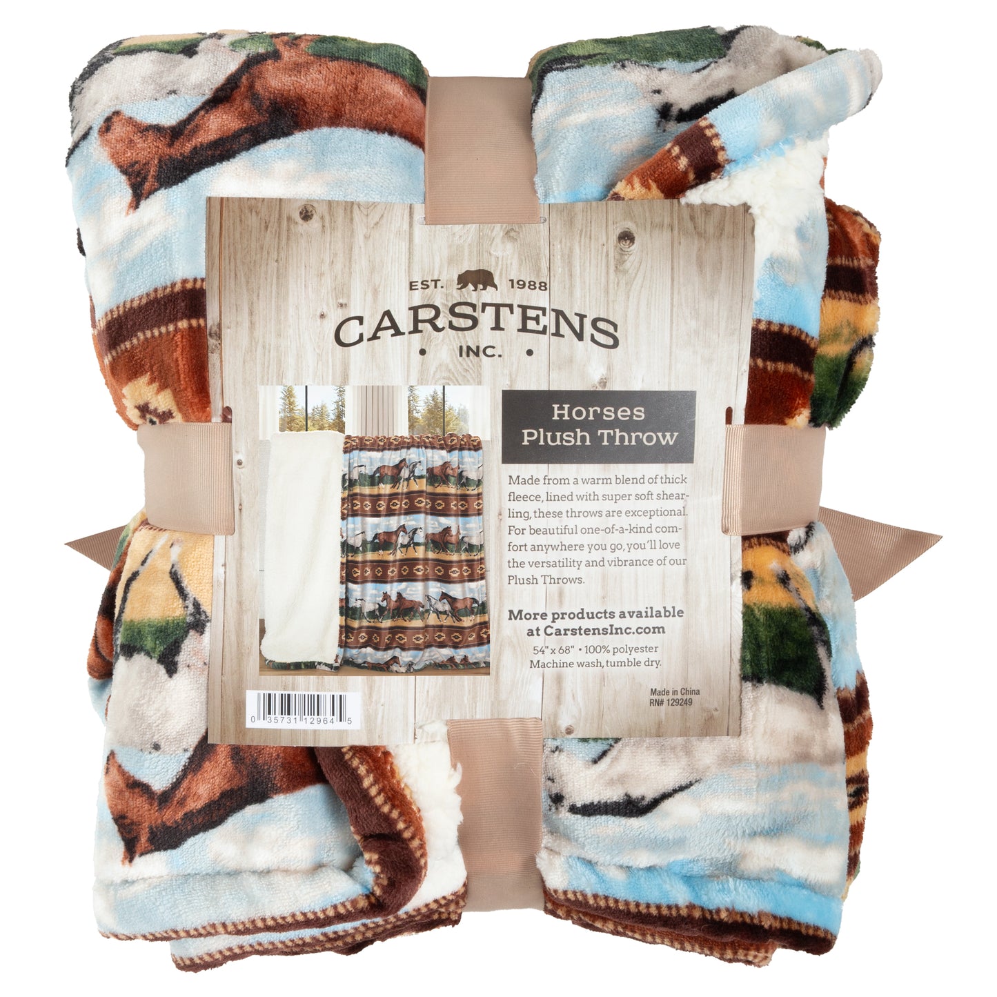 Horses Plush Sherpa Throw