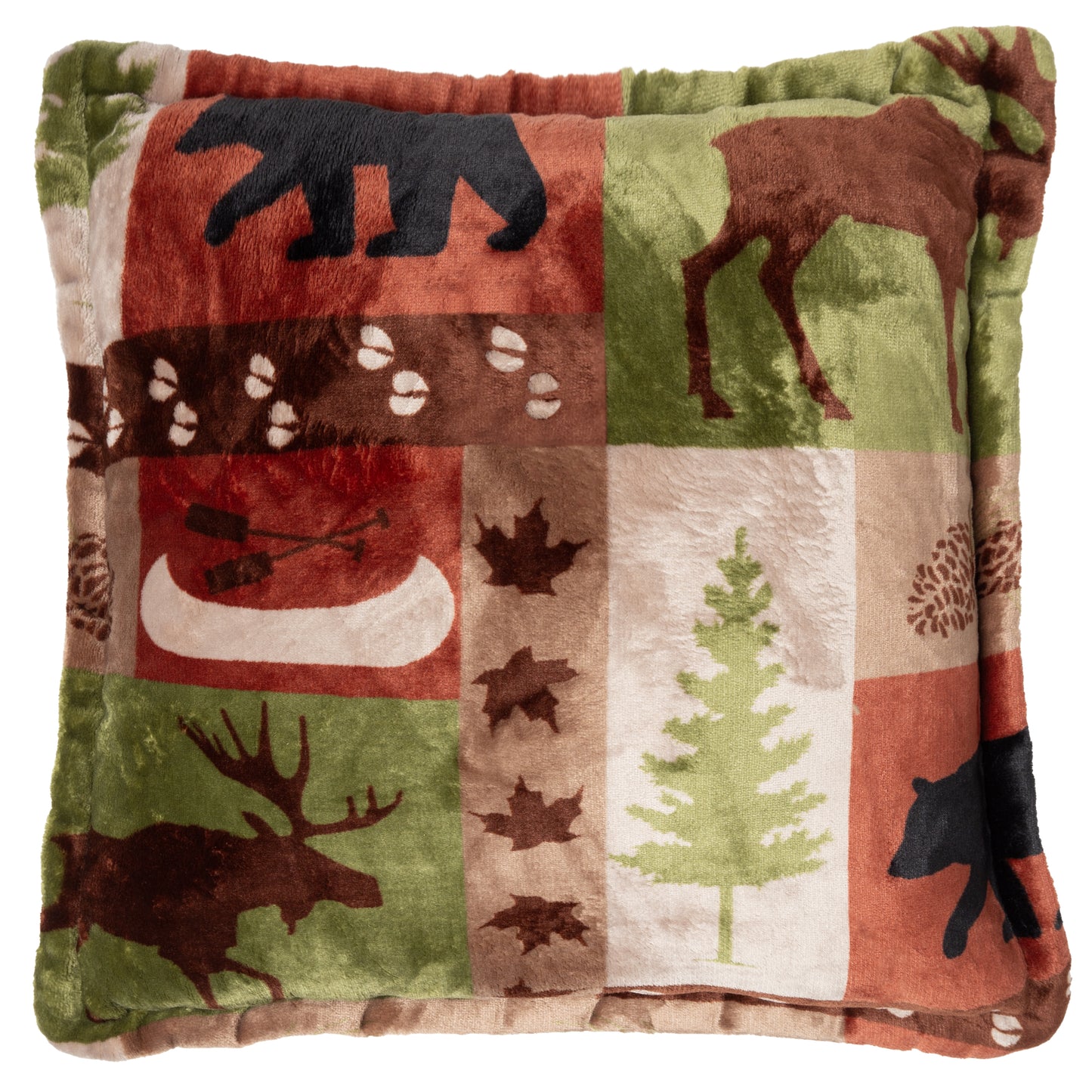 Patchwork Lodge Plush Sherpa Pillow