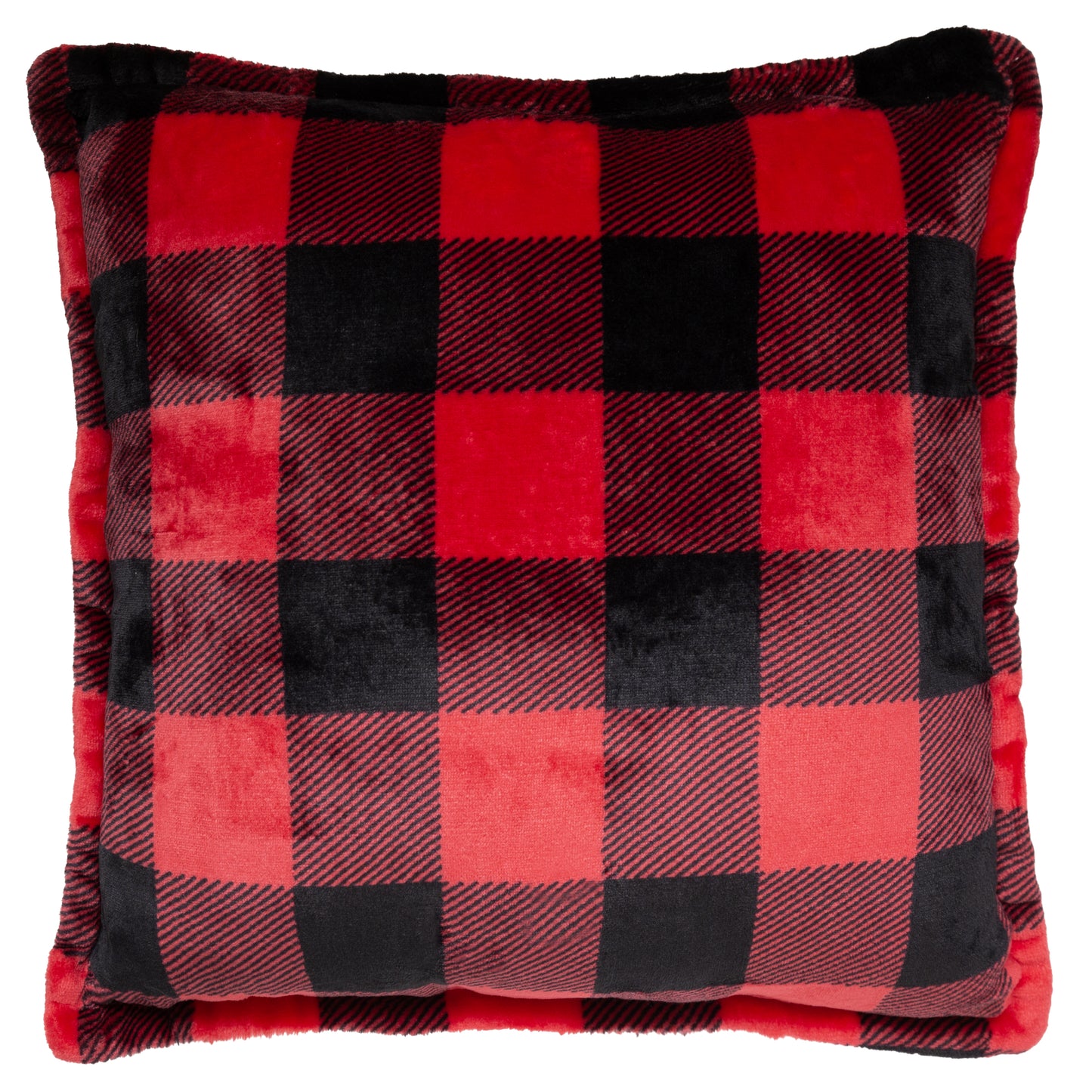Red Lumberjack Plaid Plush Sherpa Pillow