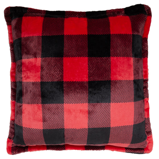 Red Lumberjack Plaid Plush Sherpa Pillow