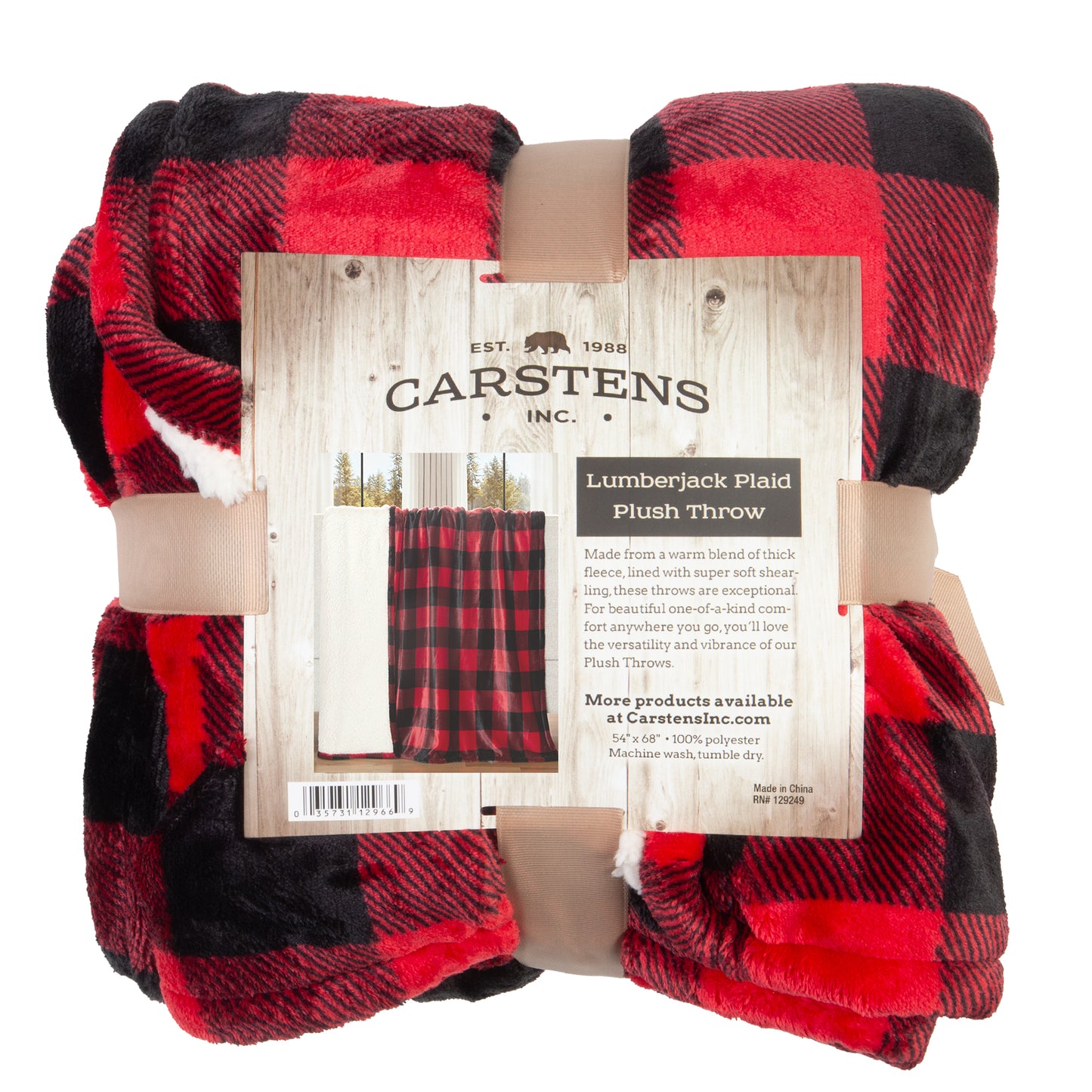 Red Lumberjack Plaid Plush Sherpa Throw