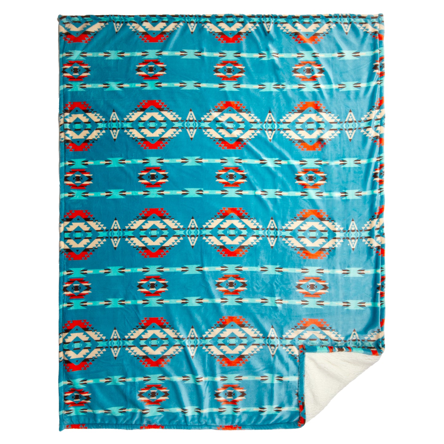 Turquoise Southwest Plush Sherpa Throw