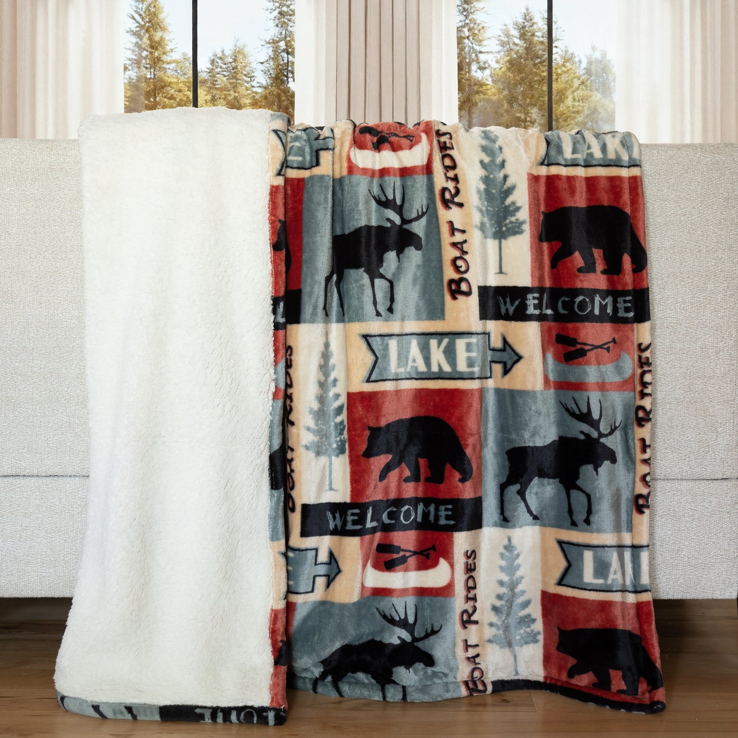 Lake House Plush Sherpa Throw