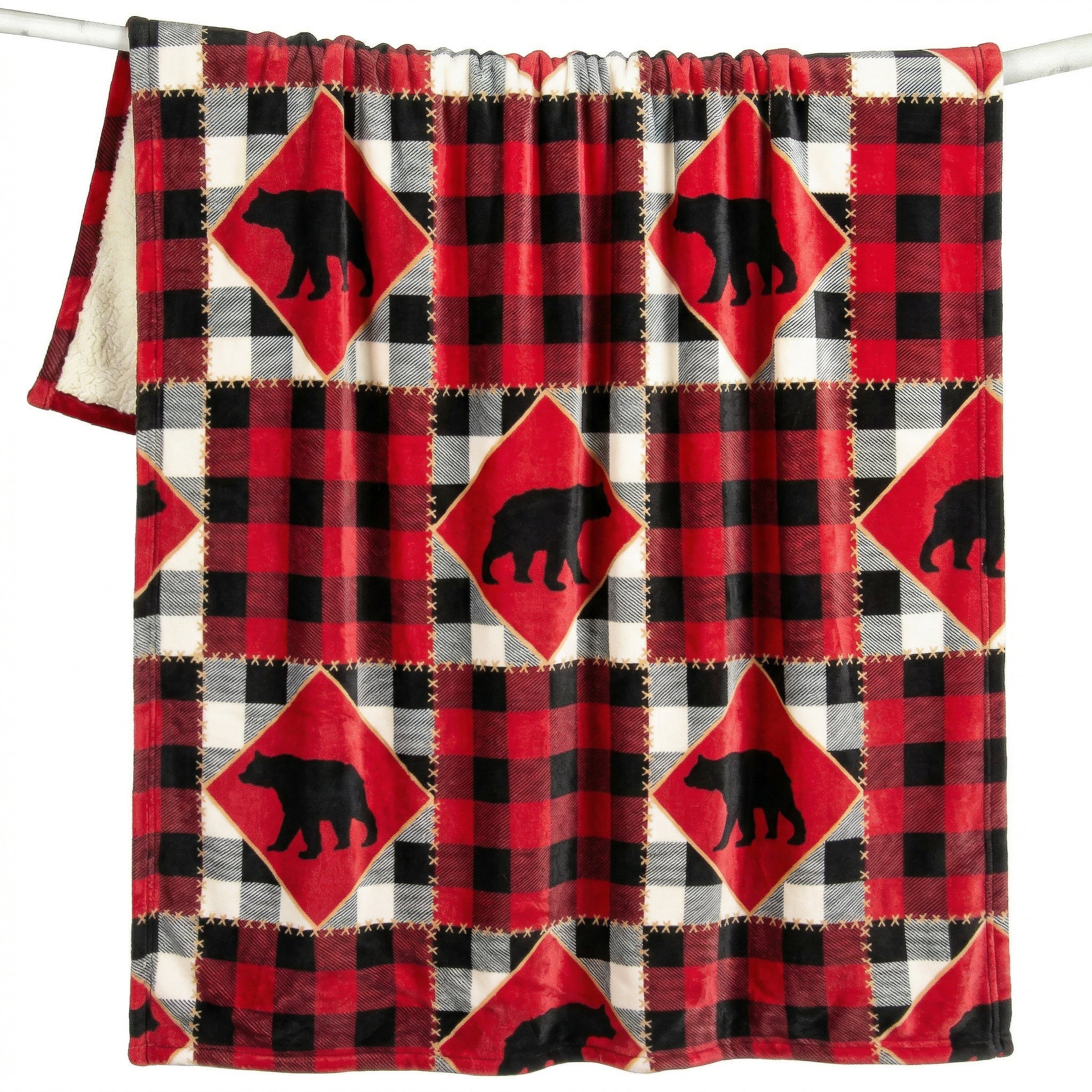 Lumberjack Bear Red Plaid Plush Sherpa Throw – Carstens, Inc
