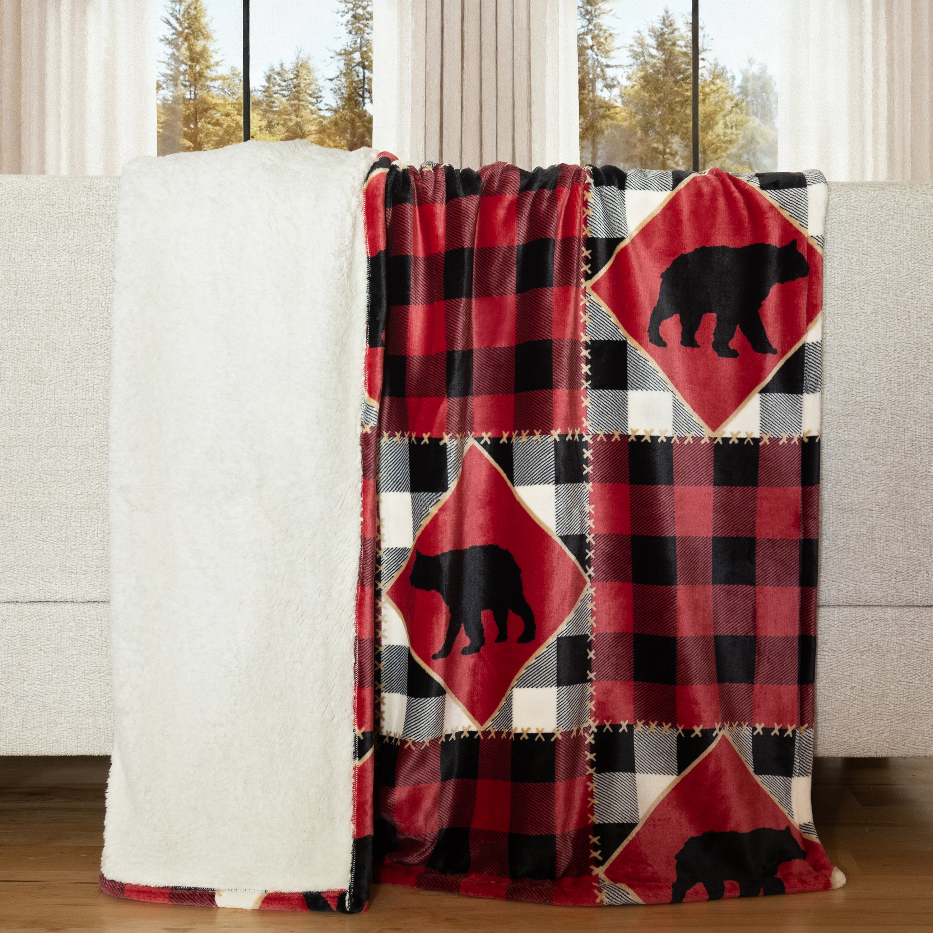 Lumberjack Bear Red Plaid Plush Sherpa Throw – Carstens, Inc