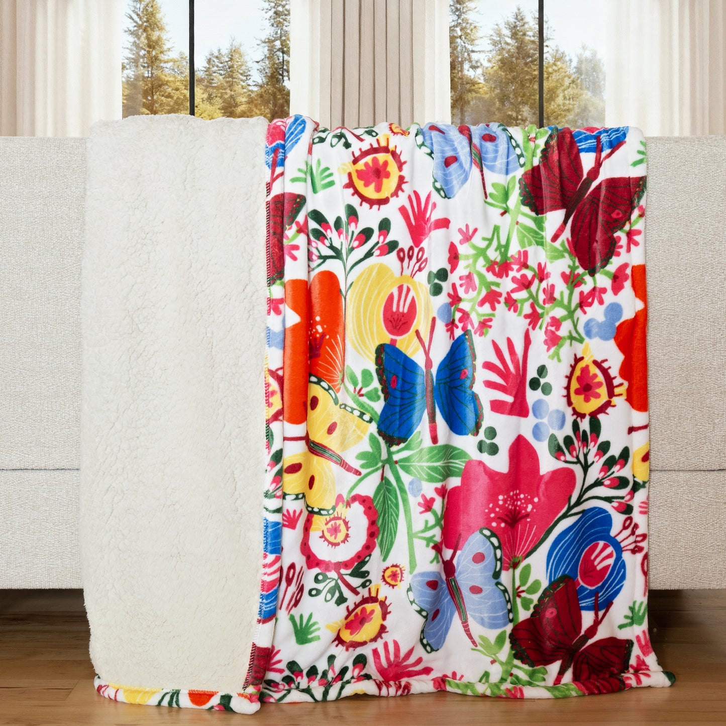 Butterfly Plush Sherpa Throw