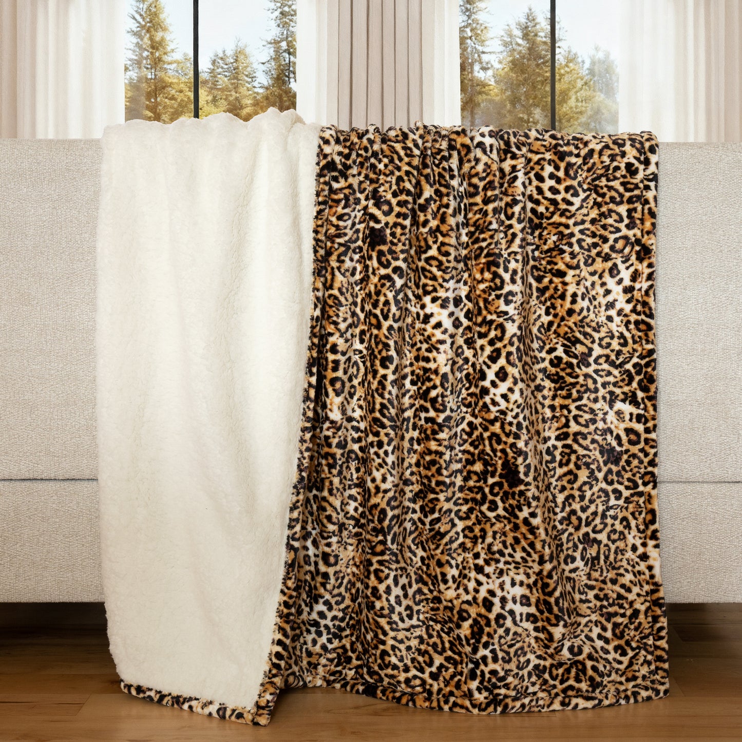 Leopard Plush Sherpa Throw