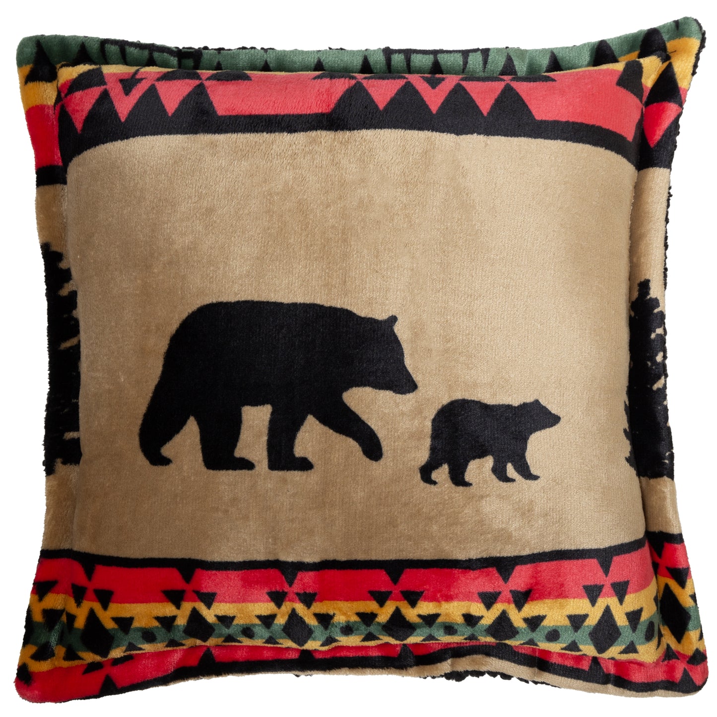 Bear Trails with Black Sherpa Plush Pillow