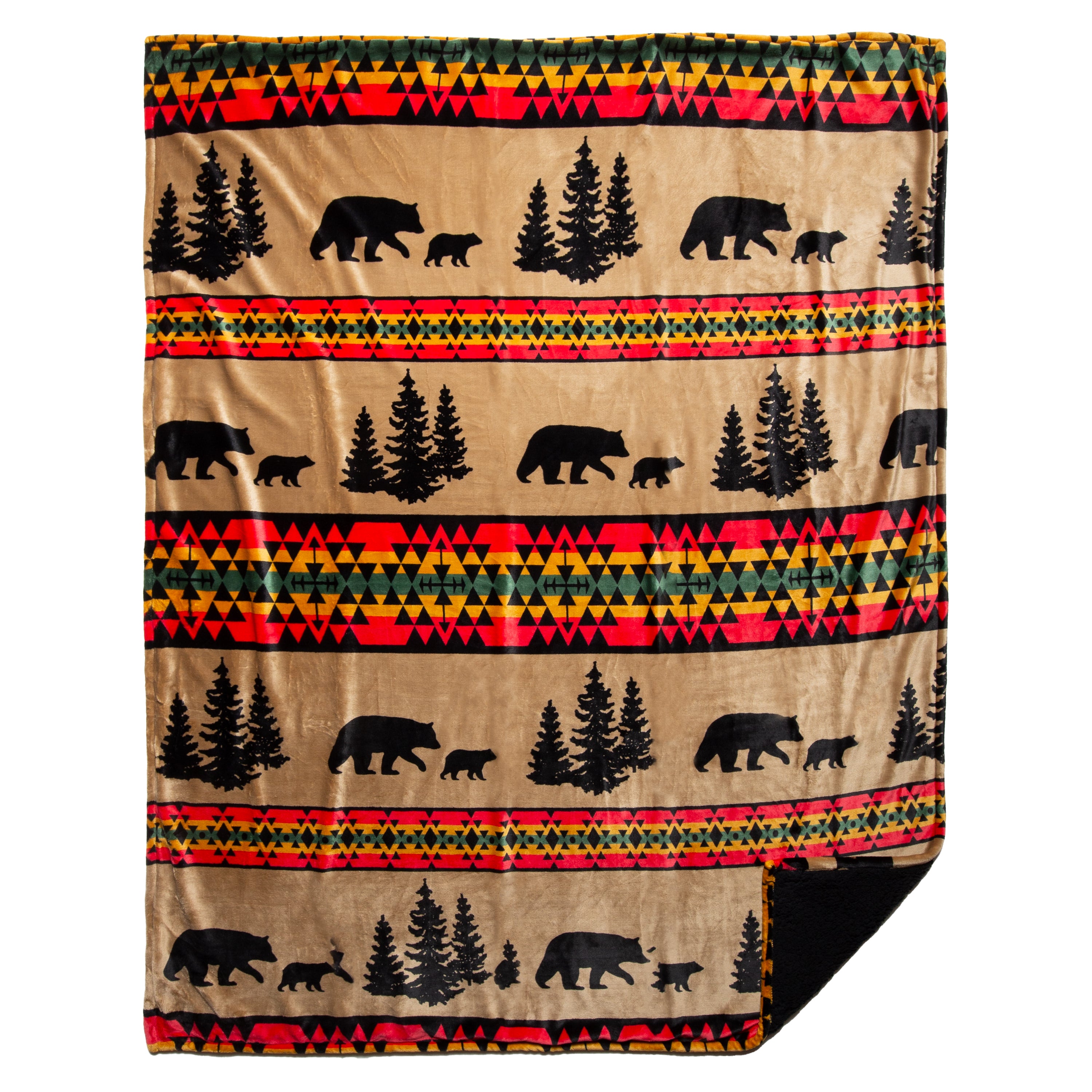 Bear Trails with Black Sherpa Plush Throw – Carstens, Inc