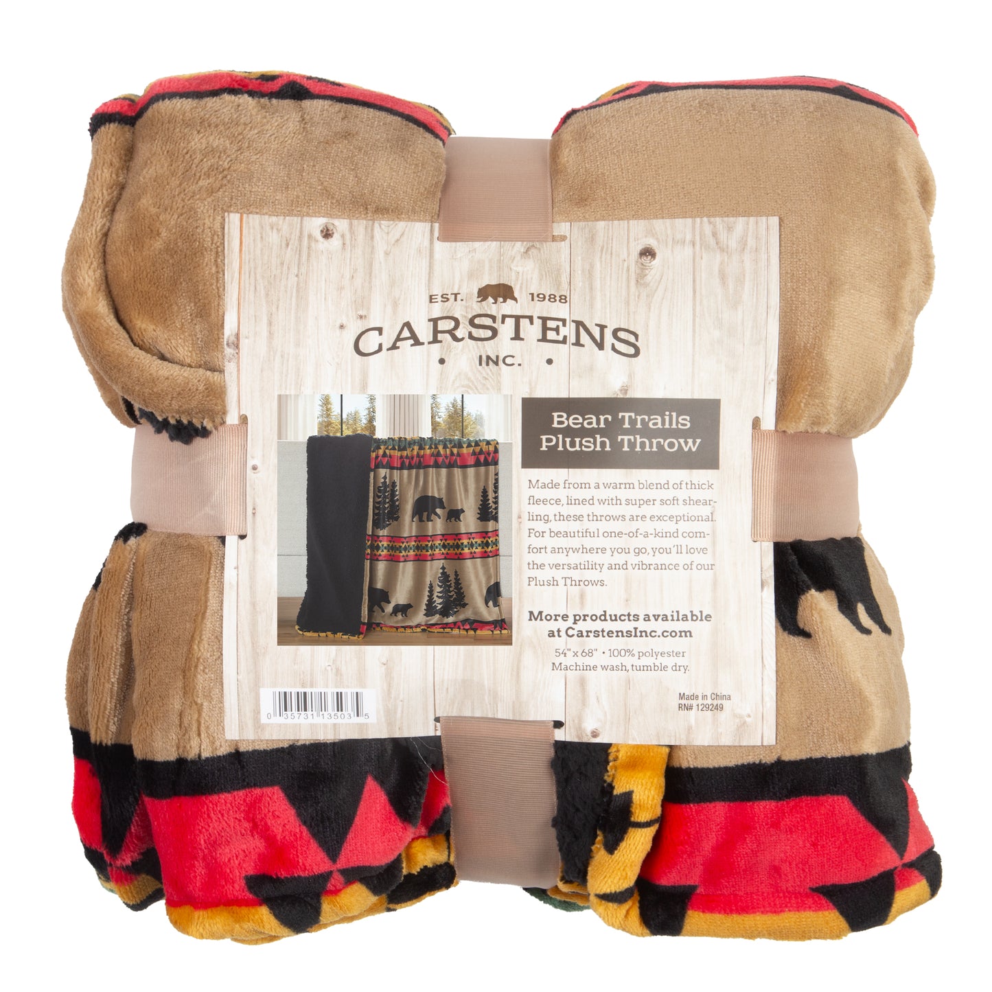 Bear Trails with Black Sherpa Plush Throw