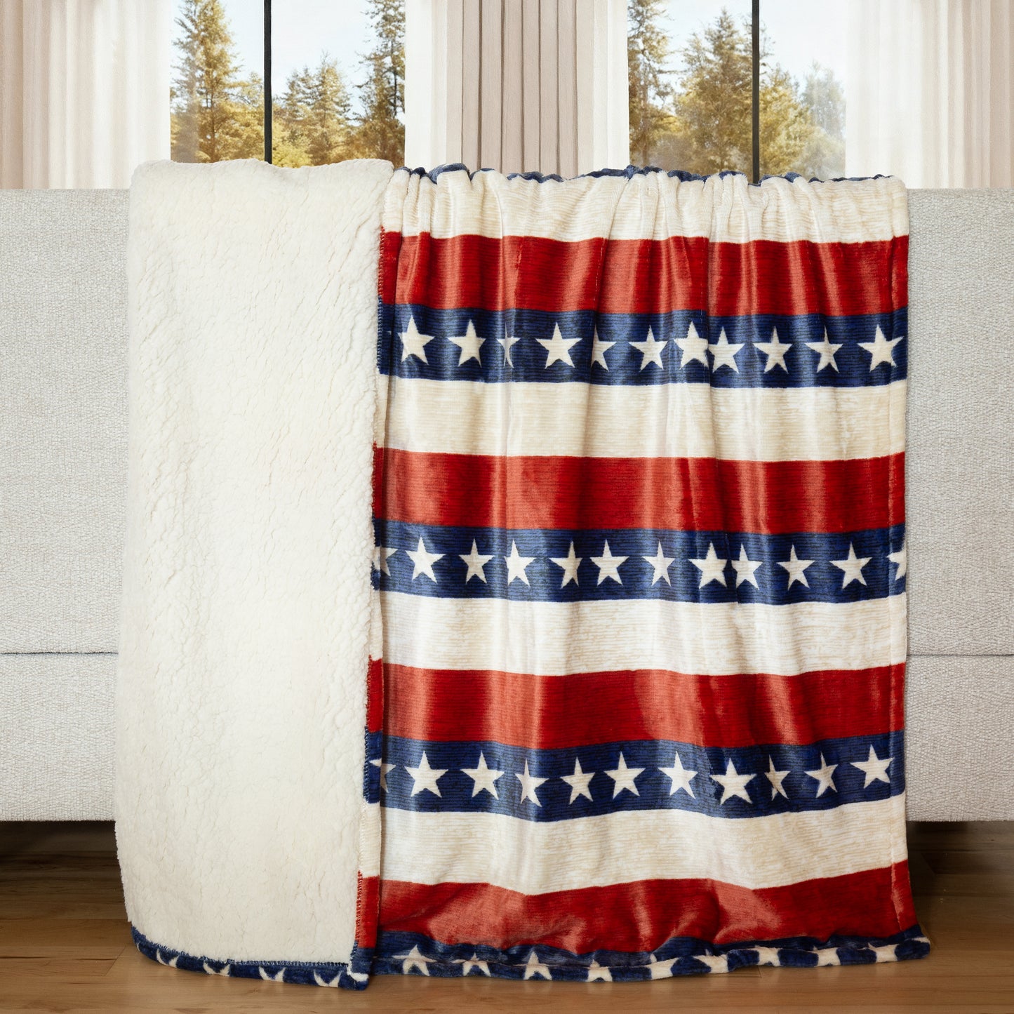 Americana Plush Sherpa Throw