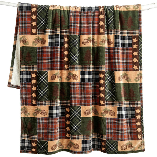Tree Plaid Plush Sherpa Throw