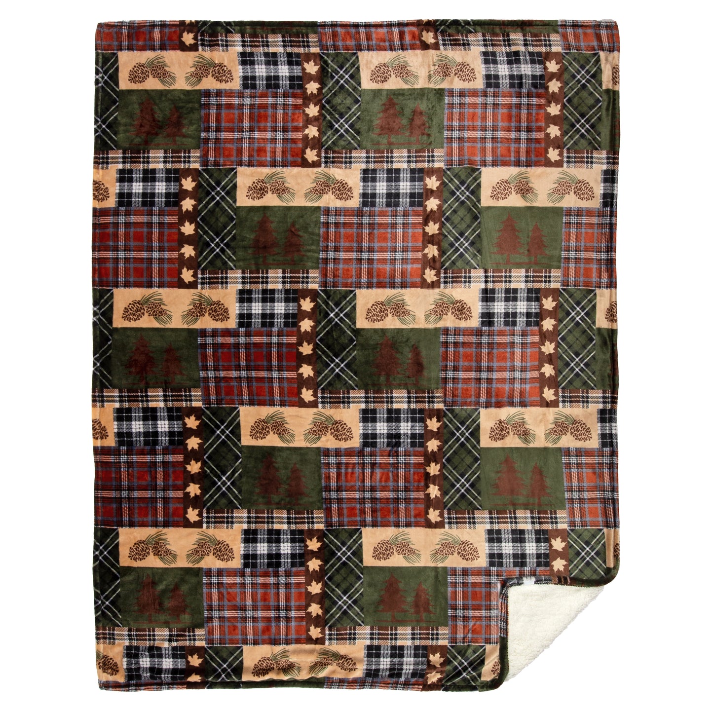 Tree Plaid Plush Sherpa Throw