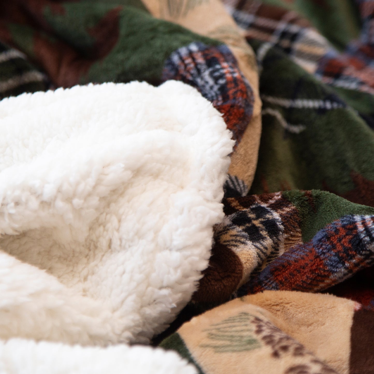 Tree Plaid Plush Sherpa Throw