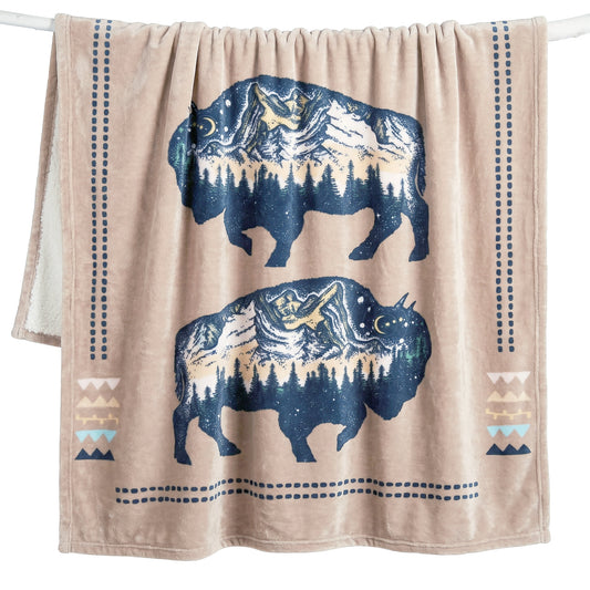 Three Buffalo Plush Sherpa Throw