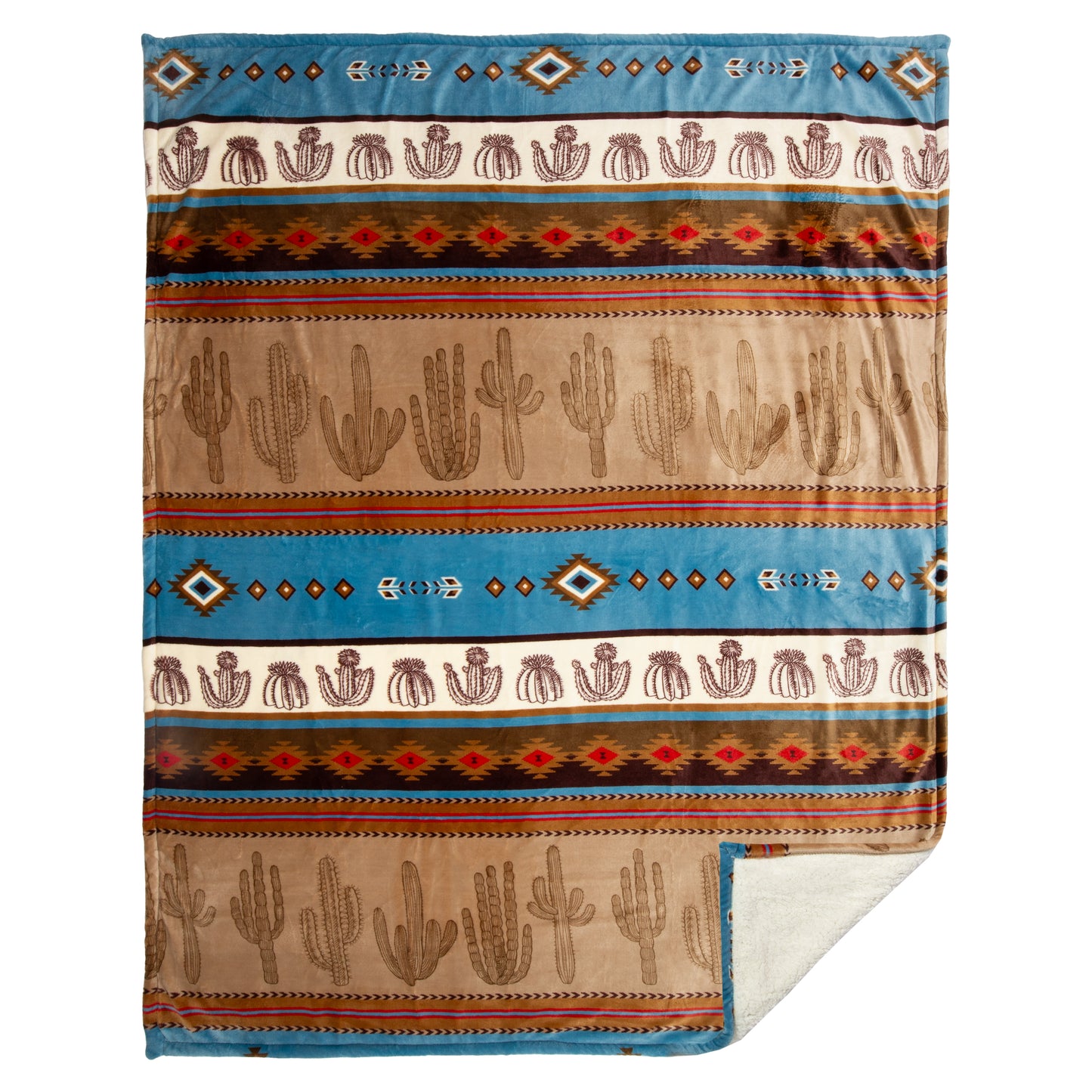 Cactus Stripe Plush Sherpa Throw