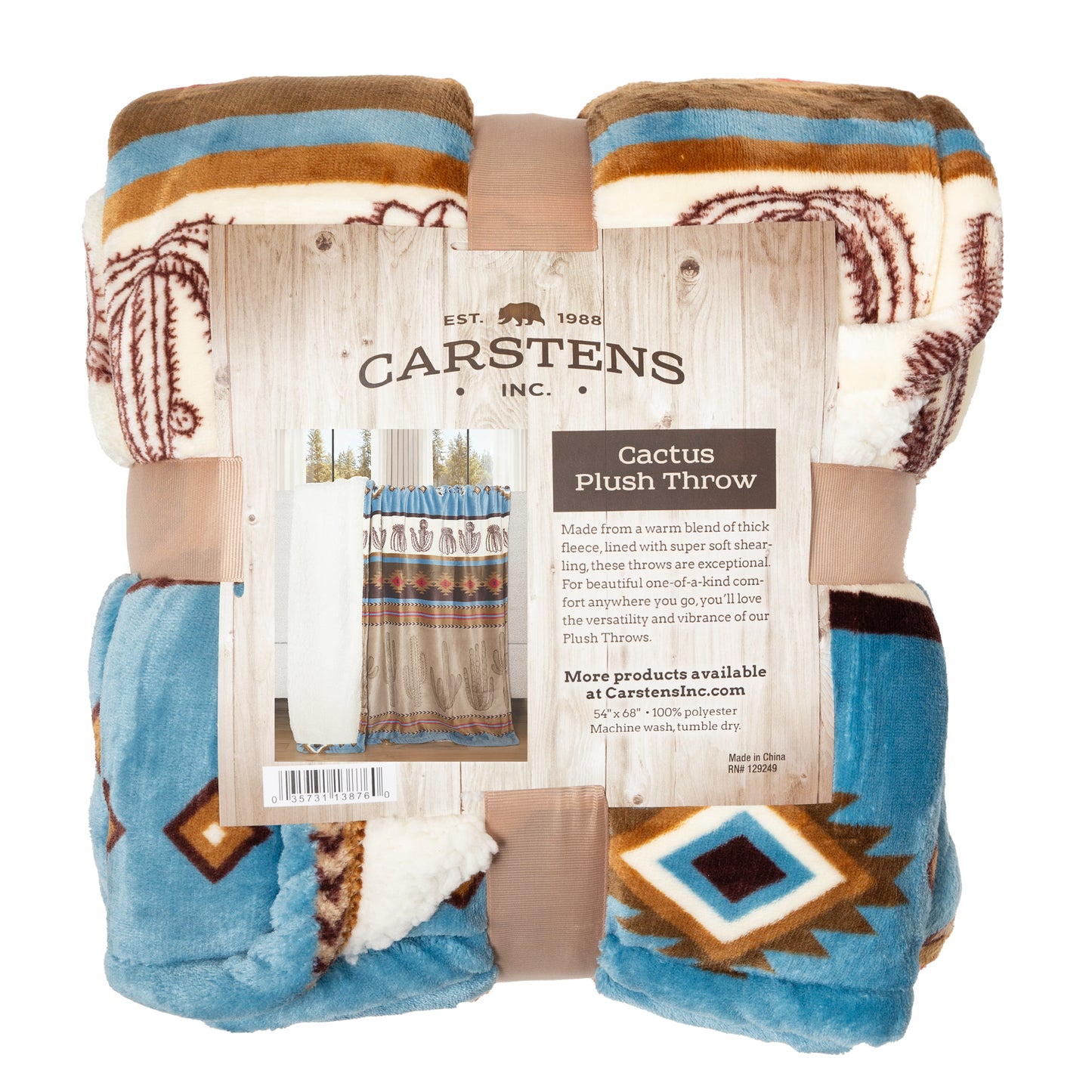 Cactus Stripe Plush Sherpa Throw