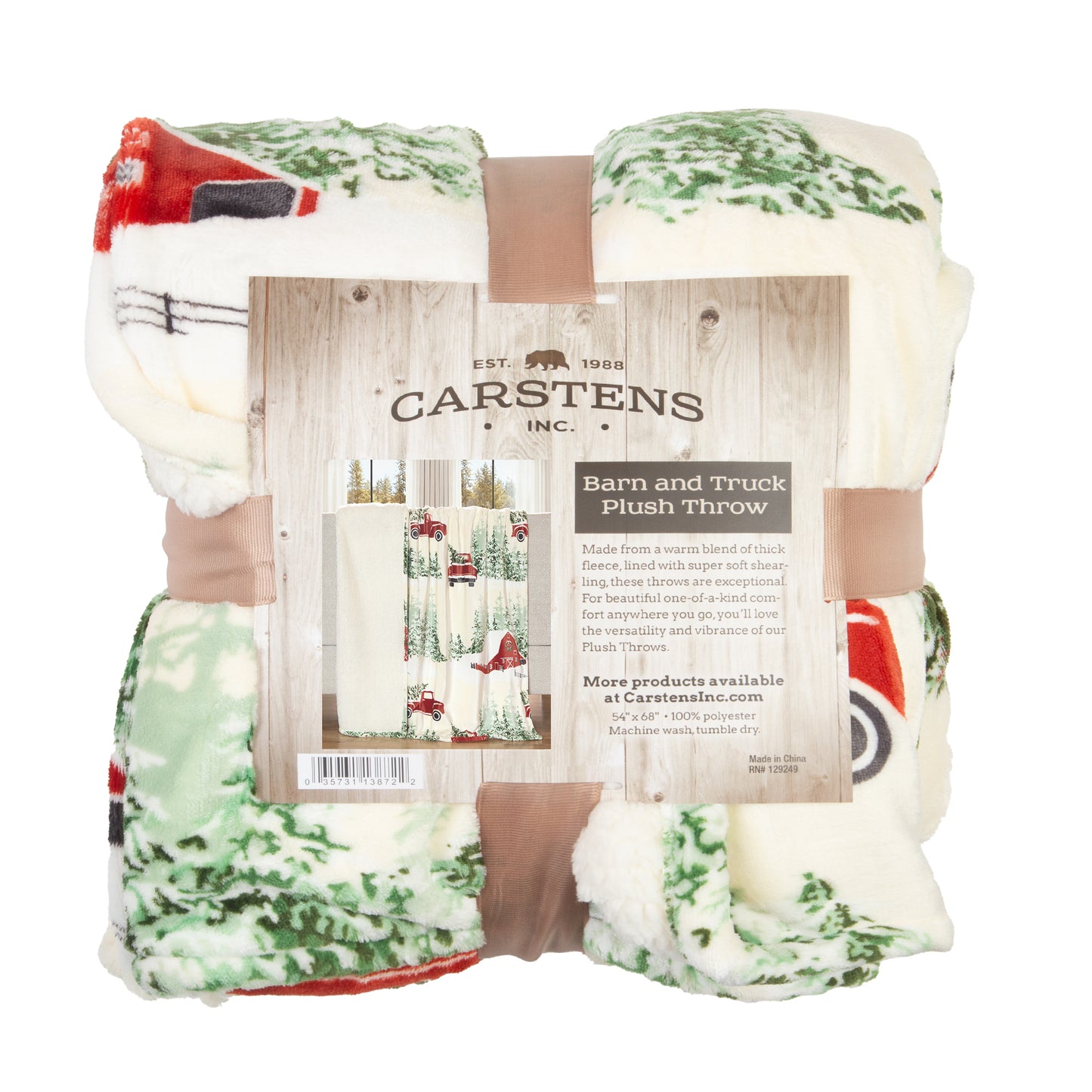 Christmas Barn and Truck Plush Sherpa Throw