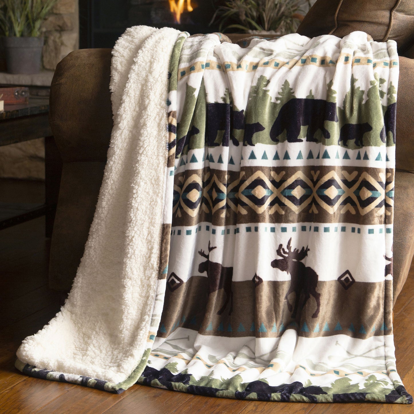 Hidden Lake Plush Sherpa Throw