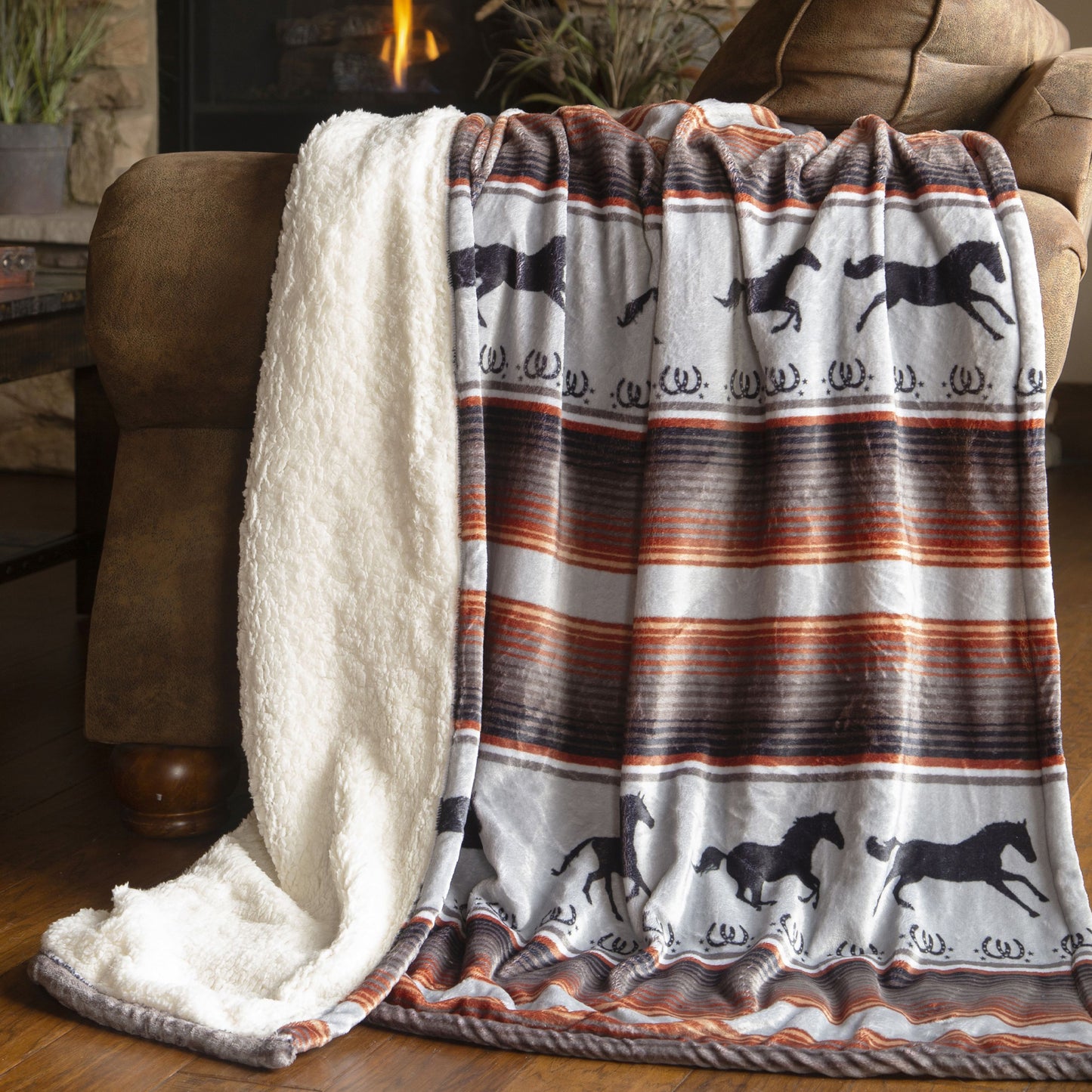 Running on the Range Plush Sherpa Throw