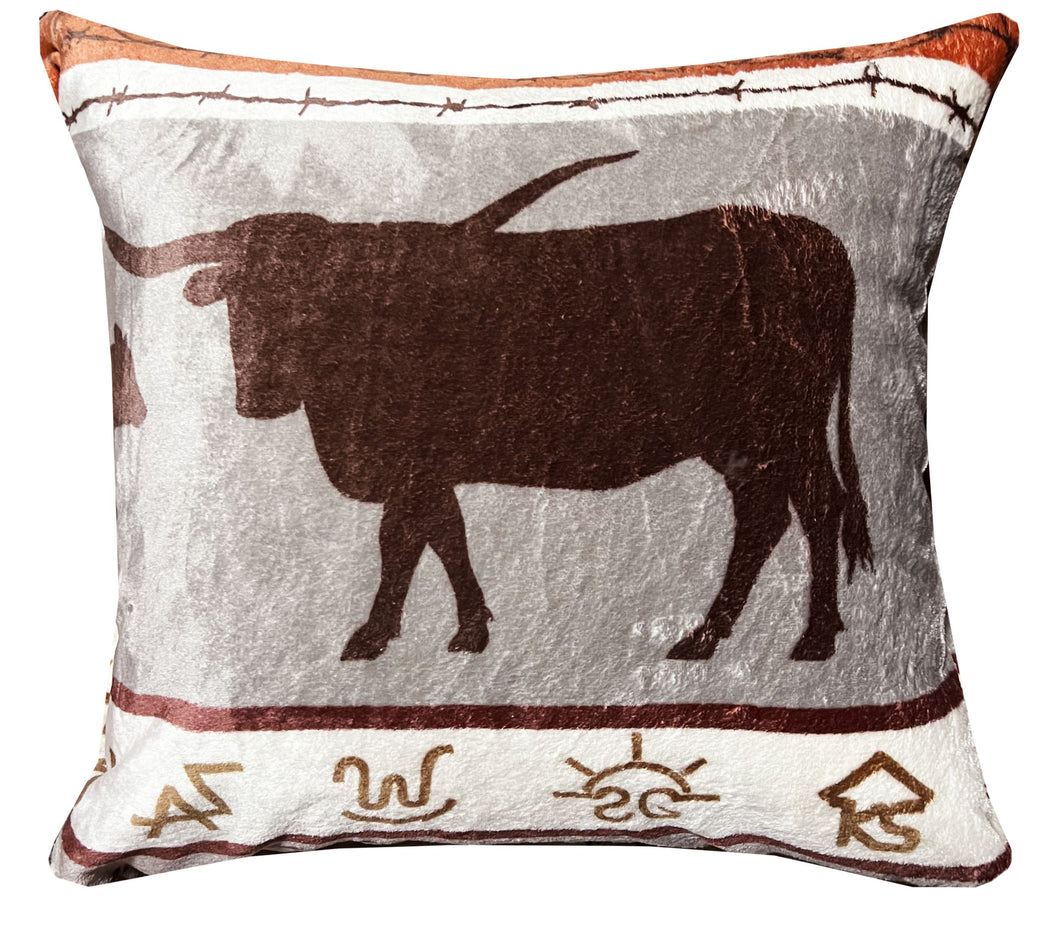 Longhorn Plush Sherpa Pillow