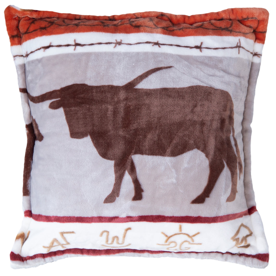 Longhorn Plush Sherpa Pillow