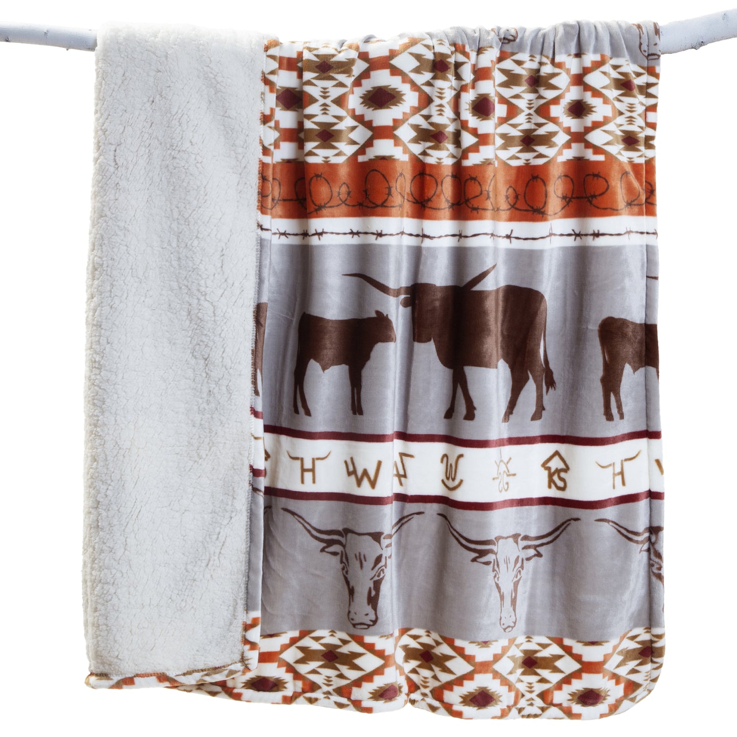 Longhorn Plush Sherpa Throw
