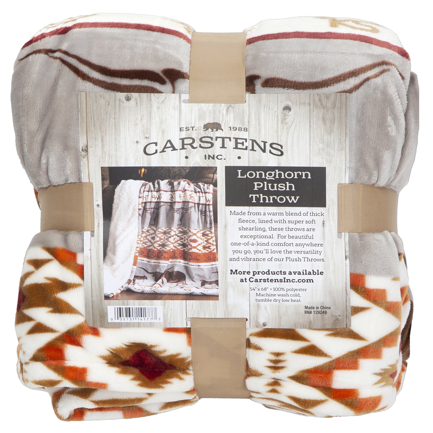 Longhorn Plush Sherpa Throw