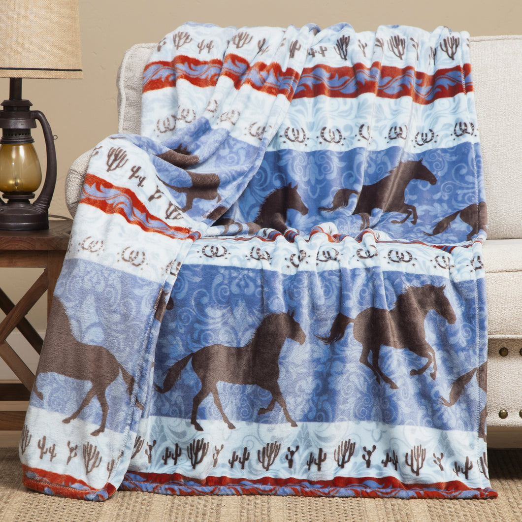 Dancing Desert Horse Heavy Plush Throw