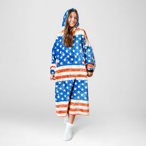 Stars and Stripes Hooded Blanket