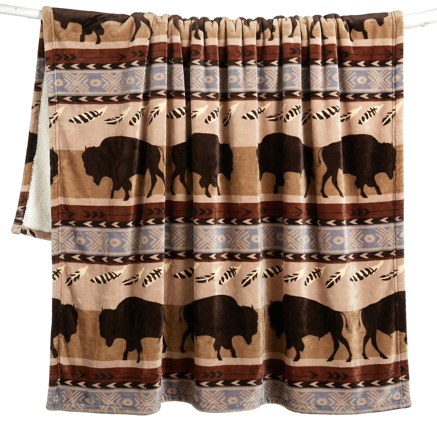 Wrangler® Buffalo Southwestern Plush Sherpa Throw