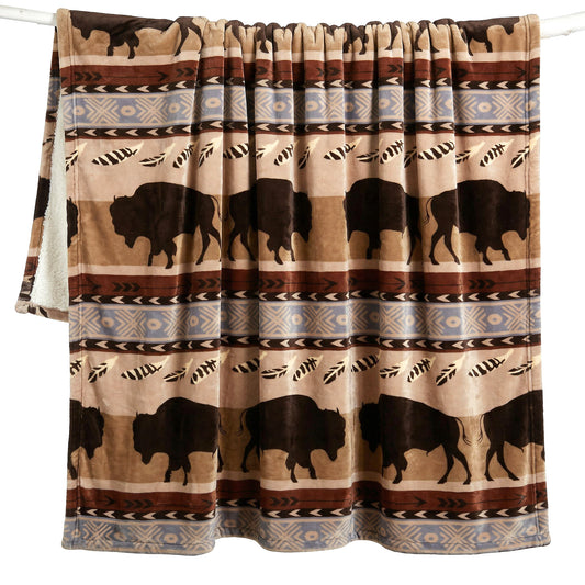 Wrangler® Buffalo Southwestern Plush Sherpa Throw