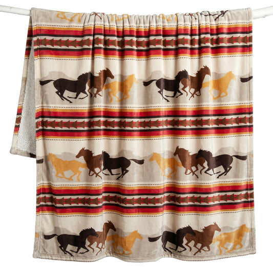 Wrangler® Running Horse Plush Sherpa Throw