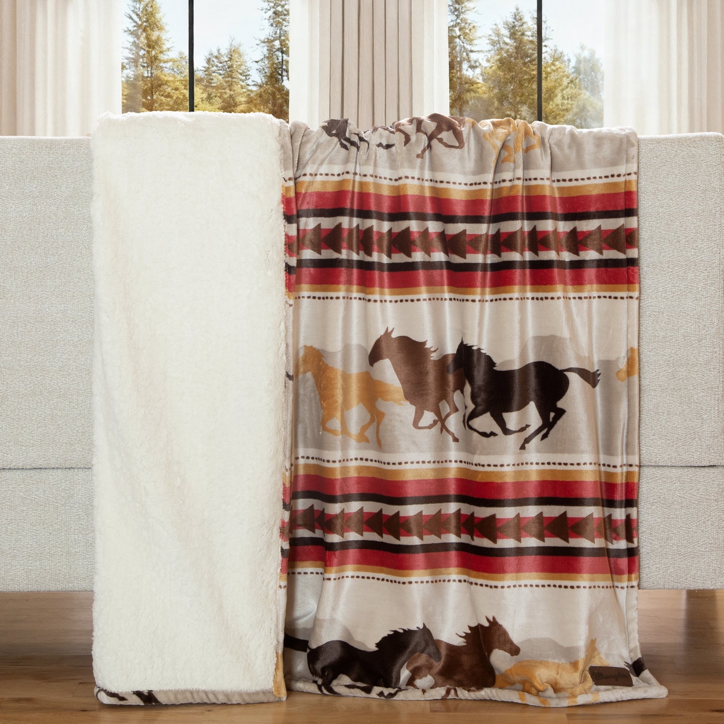 Wrangler® Running Horse Plush Sherpa Throw