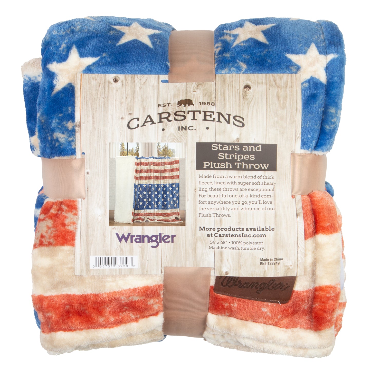 Wrangler® Stars & Stripes Plush Sherpa Throw