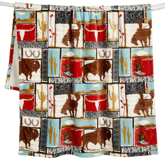 Wrangler® Vintage Western Plush Sherpa Throw