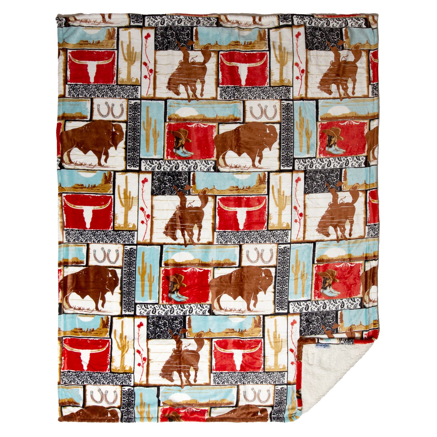 Wrangler® Vintage Western Plush Sherpa Throw