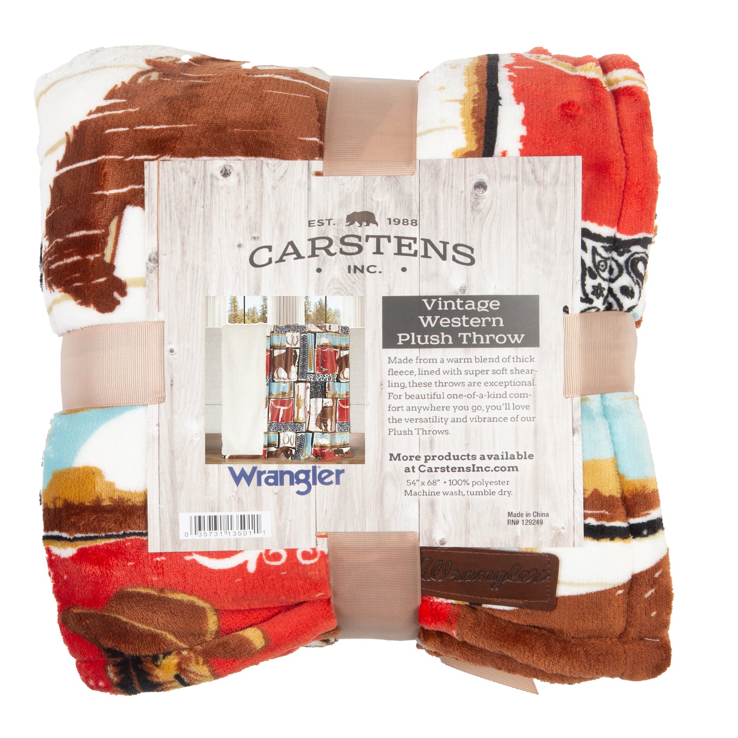Wrangler® Vintage Western Plush Sherpa Throw
