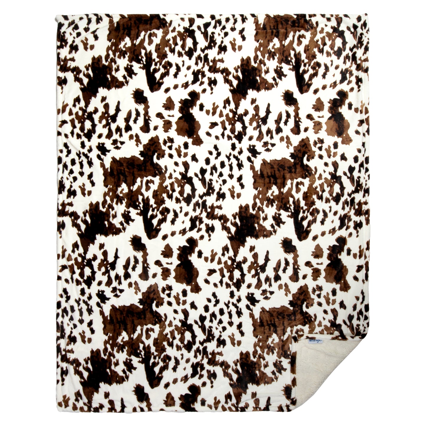 Wrangler® Tri-color Cowhide Plush Sherpa Throw