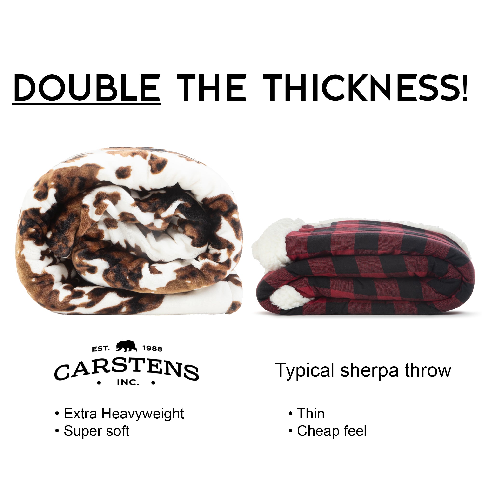 Wrangler® Tri-color Cowhide Plush Sherpa Throw – Carstens, Inc