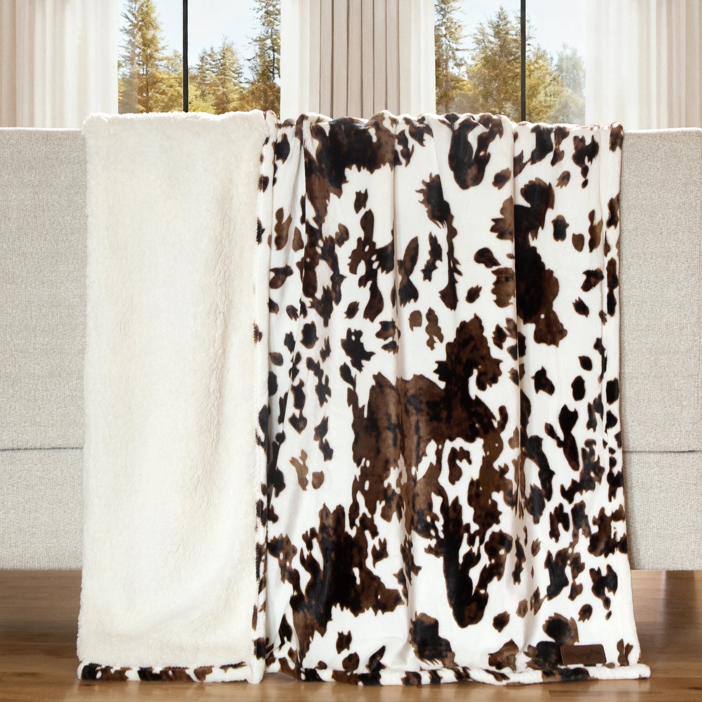 Wrangler® Tri-color Cowhide Plush Sherpa Throw