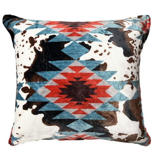 Wrangler® Southwest Cowhide Plush Sherpa Pillow