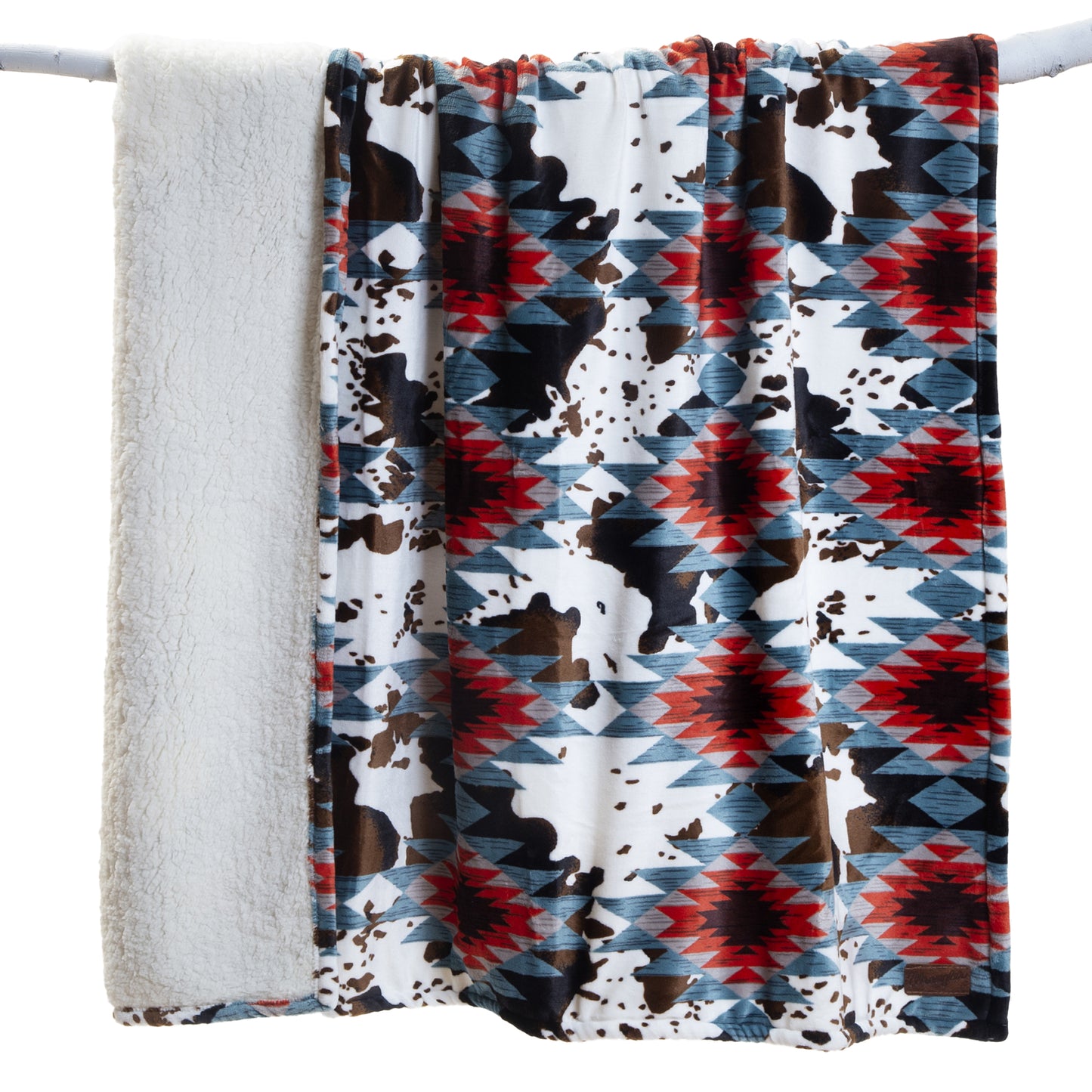 Wrangler® Southwest Cowhide Plush Sherpa Throw